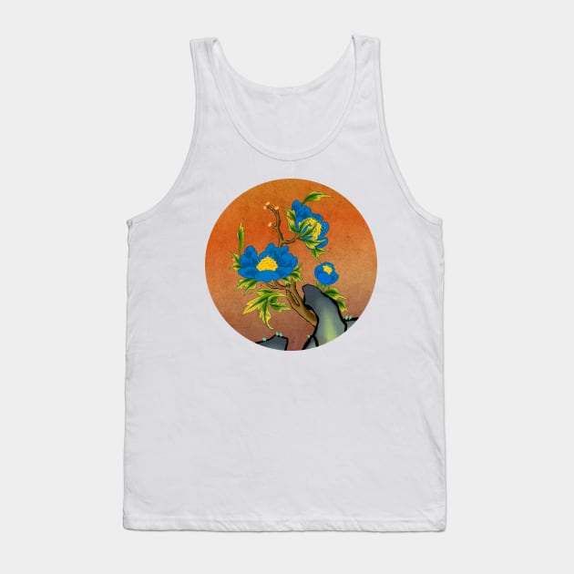 Minhwa: Peony on the Rock F Type (Korean traditional/folk art) Tank Top by koreanfolkpaint